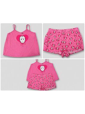 Torrid Friday the 13th Jason Pajama Set Tank Shorts Pink Plus Size 3X